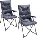 EVER ADVANCED Luxury Camping Chairs 2 Set for Adults Heavy Duty High Back Oversized Folding Garden Chair Comfy Padded Loadable 330LBS Adjustable Dining Chairs 4-Position Recliner Chair Grey