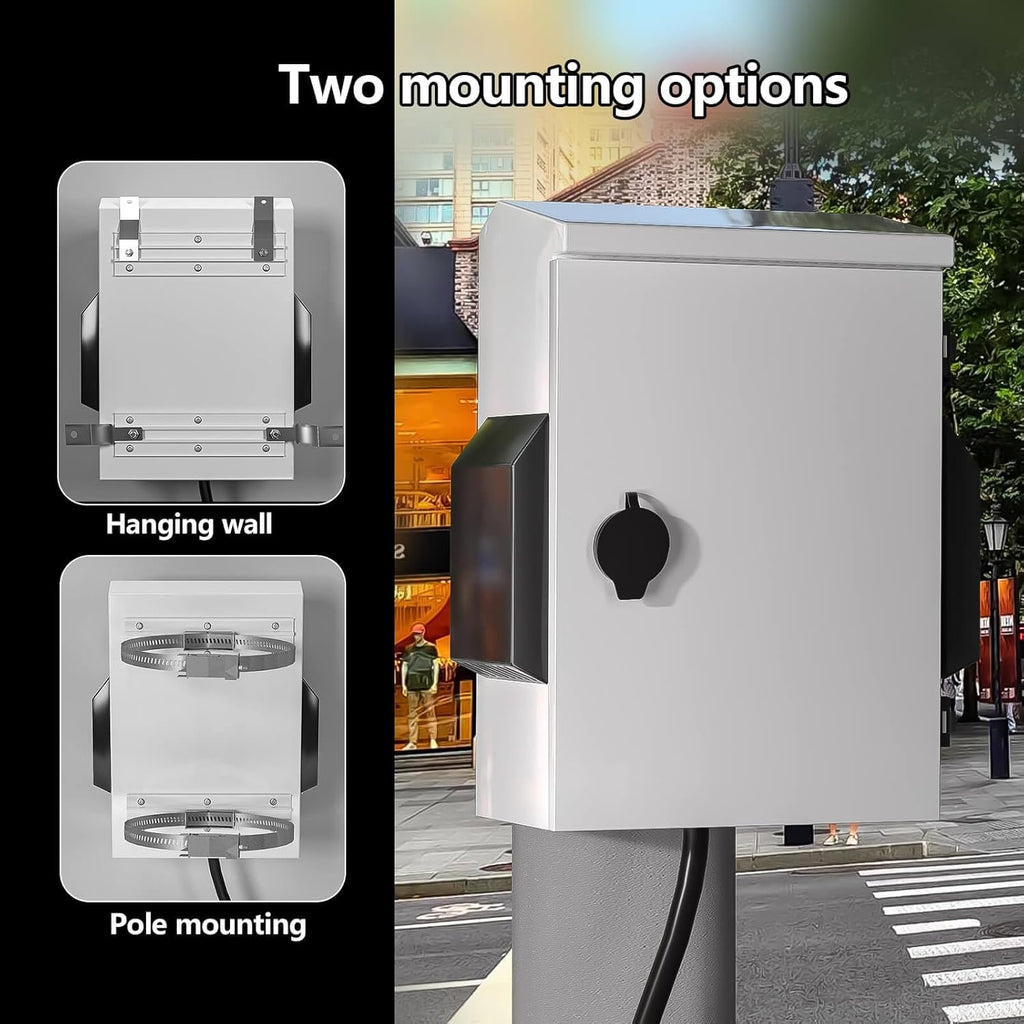 Outdoor Electrical Box with Thermostat and Fan, Cold-Rolled Steel Plate, Aluminum Alloy Back Beam, One-Piece Ventilation Design, IP65 Waterproof, Wall/Pole Mounted. (15.7" x 11.8" x 5.9")
