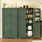 TEENFON 51" H Pantry Cabinet with 4 Doors, Kitchen Cabinet with 6 Door Shelves, Kitchen Pantry for Living Room, Dining Room, Bathroom, Green