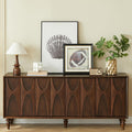 LKTART 62.99" Sideboard Buffet Cabinet with Storage, Solid Wood Kitchen Storage Cabinet Credenza Accent Console Table with Solid Wood Roman Legs Dovetail Door Trim Panel Ash Veneer,Walnut