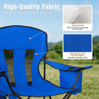 Camping Chairs for Adults 2 Pack, Folding Chair with 4-Can Cooler Bag & Cup Holder, Portable Heavy Duty Outdoor Chair with Mesh Back for Camping, Beach, Lawn, Fishing, Blue