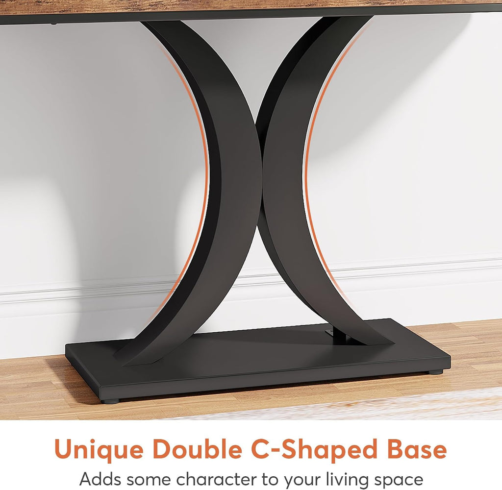 Tribesigns Industrial Console Table, 40 inch Narrow Entryway Foyer Table with Geometric Base, Rustic Hallway Accent Table for Living Room, Entrance