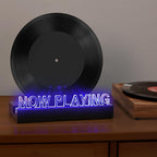 Now Playing Vinyl Record Stand- Simulated Vinyl Design with 7-Color Changing Lights,A Stylish Accent for Vinyl Record Holder, Perfect for Record Display and LP Lover Gifts.