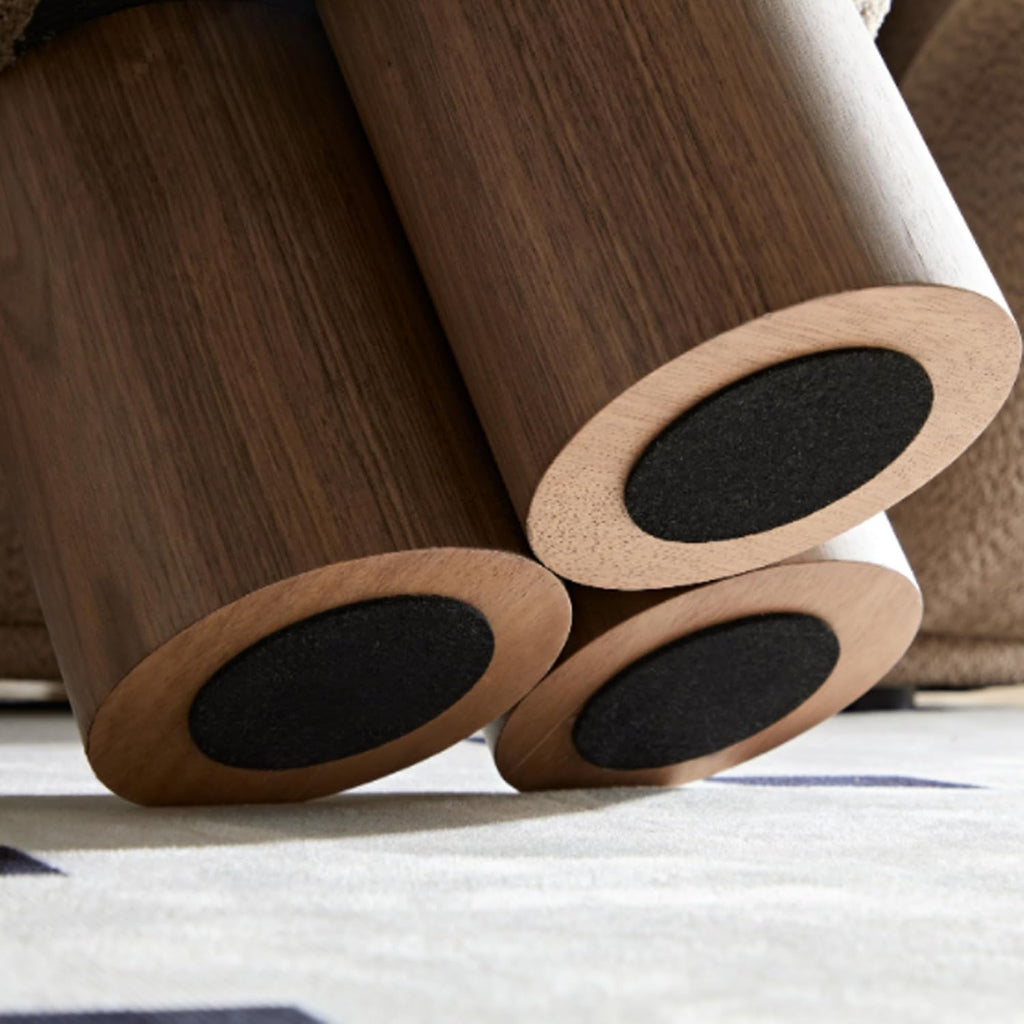 16.54''Mushroom Stool,Modern Fabric Ottoman Foot Rest,Teddy Round Foot Stool with Three Legs Under Desk,Small Stool for Living Room, Bedroom and Kitchen (Brown')