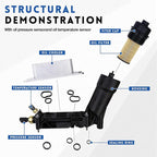 5184294AE Engine Oil Filter Housing Kit with 3.6 Oil Cooler Adapter Assembly for 2011 2012 2013 Chrysler 200 300 town&country Dodge Charger Grand Caravan Challenger Journey Jeep Cherokee Wrangler RAM