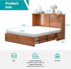 BALUS Murphy Bed, Queen Cabinet Bed, Modern Adults Guest Room Murphy Chest Cube Beds with Built-in Charging Station and Storage Drawers for Bedroom Apartment, No Mattress, Cherry