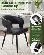 Dining Chairs Set of 4, Modern Upholstered PU Leather Kitchen & Dining Room Chairs with Curved Open Back Metal Legs, Kitchen Chairs for Dining Room Restaurant (Black, Set of 4)