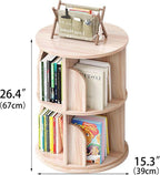 2 Tier Wood Bookshelf Office End Table,Nightstand with Storage Shelf,Rotating Side Table,Circle Nightstands for Bedroom,Modern Sofa Bedside Tables for Living Room,Easy Assembly.