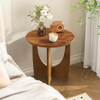 Round End Side Table - 19.7" Unique Tall Round Side Tables Living Room, Mid Century Modern Small Coffee End Table, Solid Wood Accent Tables for Living Room, Bedroom Office, Walnut