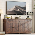 Vipbear 65" Large Sideboard Buffet Cabinet with Storage, Farmhouse Buffet Table Wine Coffee Bar Kitchen Storage Cabinet with 3 Drawers 4 Doors for Living Room, Kitchen, Dining Room, Dark Walnut