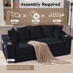 76" Convertible Sofa Bed, Corduroy Couch with Cup Holders & Pocket | 2-in-1 Sleeper Sofa, Pull-out Couch Bed with 5 Pillows, Living Room, Small Spaces, Bedroom, No Assembly