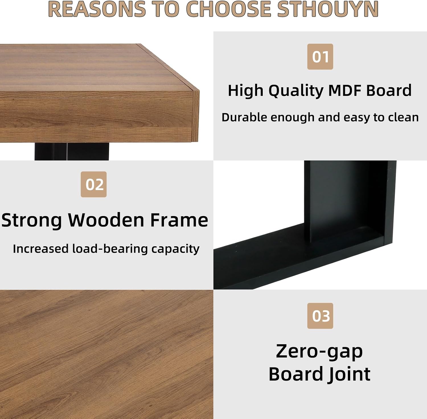 STHOUYN 63”-79” Extendable Dining Room Table, Modern Farmhouse Wooden Kitchen Table, Long Expandable Dining Table for 6 8 10, Large Expanding Tables Conference Tables (Walnut Brown)
