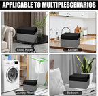 Large 22 Quart Linen Fabric Foldable Storage Bin Cube Organizer Basket with Flip-Top Lid & Handles, Clothes Blanket Box for Home, Office, Closet, Black & Gray, 4 Pack 14.6 x 9.5 x 9.5