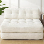 Folding Sofa Bed, Convertible Sleeper Chair with Pillow & Handle, Foldable Mattress Futon Chair Bed Lounge with Back Support, Comfy Floor Sofa for Living Room Bedroom, Beige, Full