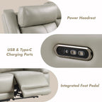 Watson & Whitely Genuine Leather Power Loveseat Recliner Sofa, 2 Seat Wall Hugger Reclining Sofa with Power Headrest & Charging Ports, Dual Recliner Sofas for Living Room, RV, Grey