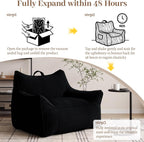 Vipbear Bean Bag Chair for Adults, Chair with Memory Foam | 35.5" Corduroy Beanbag Washable, Cozy Fluffy Chair with Pocket & Handle, Ergonomic Bedroom Sofa Chair for Gaming, Reading