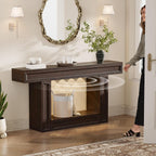 Rresyet 63" 2-Tier Entryway Console Table Behind Sofa with Sensor Lights | 2-Tier Storage Design, Sturdy U-Shape Base, Ideal for Entryway, Living Room, Corridor and Foyer