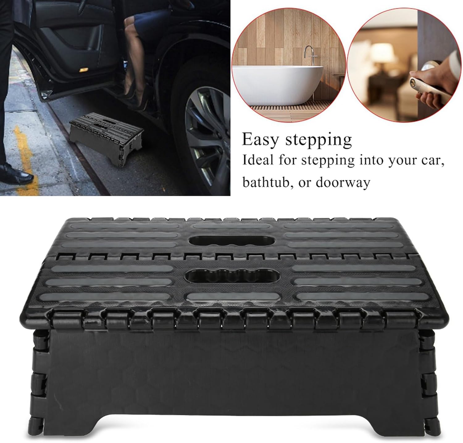 Folding Step Stool, The Lightweight Step Stool, Portable Folding Step Stool Black Step Ladder for Adults Seniors at Home, Kitchen, Bathroom, Bedroom, Closet