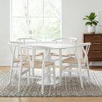Tomile CH24 Wishbone Chairs Set of 4, Modern White Dining Chair with Arms, Solid Ash Wood Frame with Woven Seat, Hans Wegner Mid-Century Y-Back Design for Kitchen & Dining Room (Ash Wood - White)