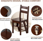 Solid Wood 3-in-1 Folding Ladder Chair, Convertible Step Stool & Display Rack, 4-Tier Multi-Functional Ladder, Dual Purpose for Home, Kitchen, Library, 265 lbs Capacity (Walnut Color, 13 x 18 x 35 in)