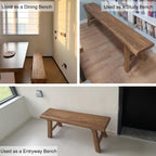 Farmhouse Entryway Dining Wood Bench Seat Furniture Wooden End of Bed Bench for Bedroom Indoor Dining Table Entry Narrow Kitchen Bench Solid Wood Sturdy and Stable(50cm(19.7in))