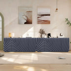 4 Door Modern Sideboard Buffet Cabinet with Spiral Grain, Accent Storage Sideboard Freestanding Anti-Dumping Storage Cabinet Buffet for Kitchen & Living Room (Navy Blue)