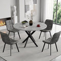 EROMMY Round Dining Table Set for 4, Modern Kitchen Table and Chairs with X-Shaped Table Legs & U-Shaped Thick Cushion, Wooden Dining Room Set for Dining Room Kitchen (Gray Table + 4 Gray Chairs)