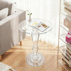 Acrylic End Table Clear Coffee Table with Round Tabletop, Multifuntional Side Drink Tables for Small Spaces Small Side Tables for Living Room Bedroom & Study Rooms, 13" D X 13" W X 20" H