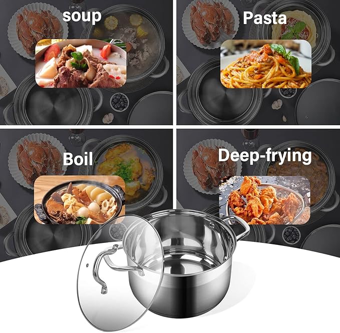 Stainless Steel Stock pot-10 Quart pot-Stockpots with Lid -Soup Pot-Induction Pot-Cookware-Cooking Pot-crock pot