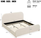 Merax King Size Bed Frame, Upholstered Linen Platform Bed with 44 Inch Tall Headboard & Footboard, Solid Wood Base, Soft Curved Edges Design King Bedframe, No Box Spring Needed, Easy Assembly, Beige