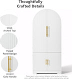 72" Tall Morden Kitchen Pantry Cabinet with 8 Door Shelves, Morden Storage Cabinet with 3 Adjustable Shelves, Hidden Drawer, Versatile Cupboard for Kitchen, Dining & Bathroom (Arched, White)