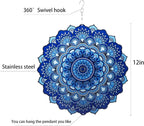 Wind Spinner Yard Art Garden Decor 3D Stainless Steel Metal Sculptures Kinetic Hanging Whirligigs Blue Mandala Decorations Backyard Outside Indoor Outdoor Patio Ornaments Clearance Windmill