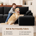 107" Modular Sectional Sofa Couch with Storage,U-Shape 3 Seat Comfy Modern Cloud Couch Sofa with Ottoman, 27" Deep Seat Corduroy Sofa for Living Room, Tool-Free Assembly - Black