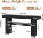 Bigbiglife 63" Fluted Console Table, Black | 2-Tier with Storage Shelves, Narrow Long Wood Design, For Entryway, Living Room, Hallway, Behind Couch or Sofa Table