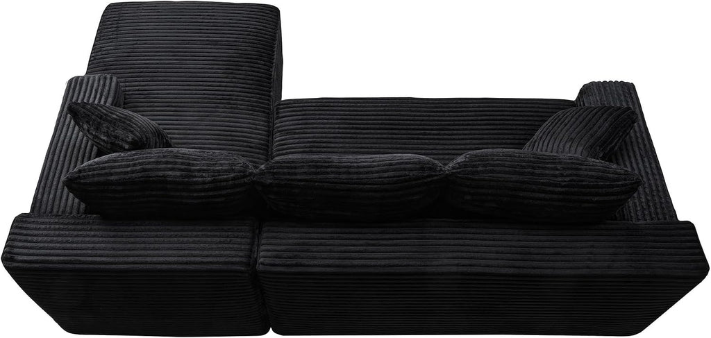 95" L-Shaped Cloud Sectional Couch, Right Facing Modular Compressed Sectional Sofa with Chaise Lounge, Plush Corduroy Corner Sofa for Living Room