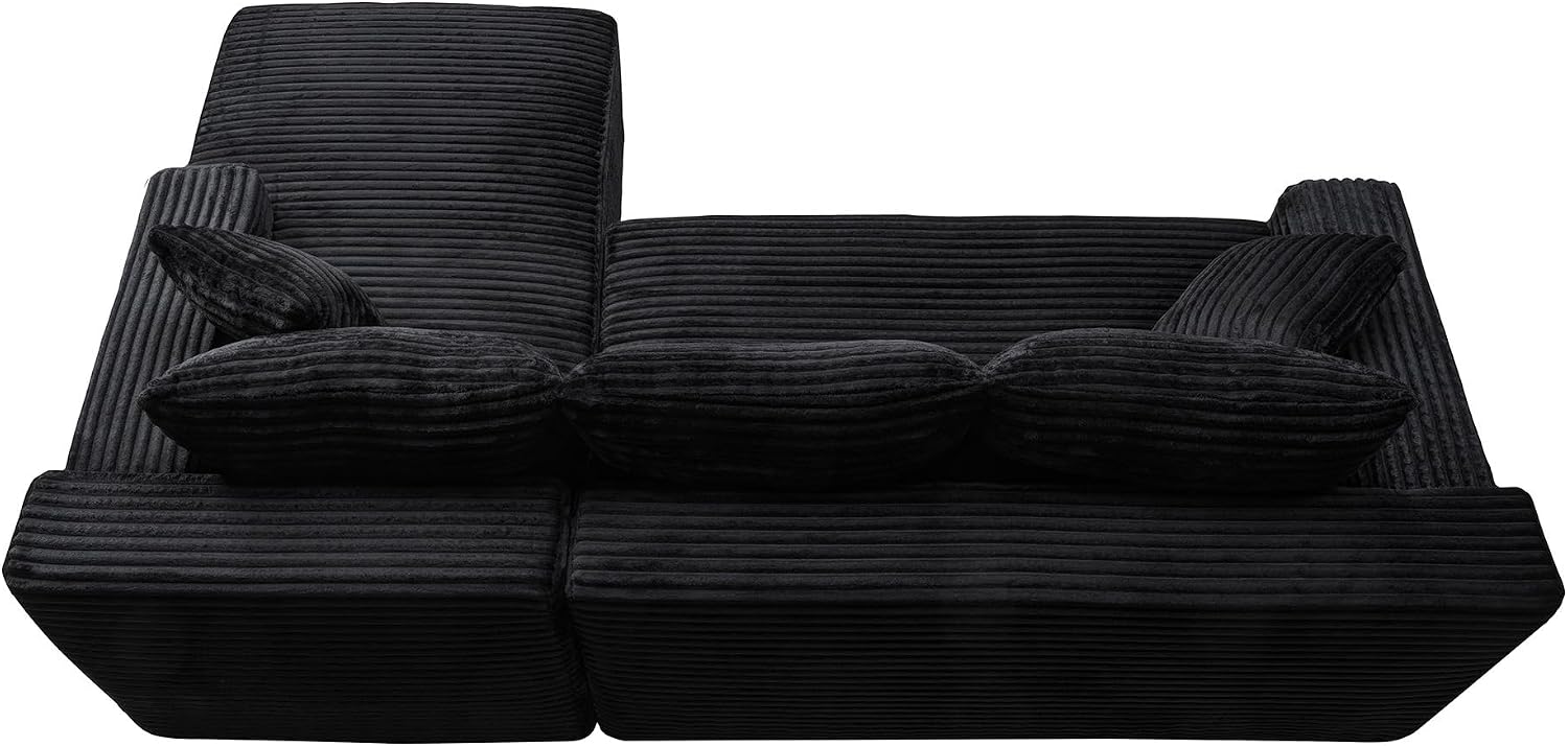 95" L-Shaped Cloud Sectional Couch, Right Facing Modular Compressed Sectional Sofa with Chaise Lounge, Plush Corduroy Corner Sofa for Living Room