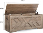 47.2” Storage Bench,Extra Large Wooden Storage Chest with 2 Safety Hinges,entryway Bench,Blanket Storage,Shoe Storage Bench for Entryway,Bedroom,Living Room,Easy Assembly.-Greige