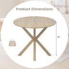 Tangkula 36" Round Dining Table, Mid-Century Modern Kitchen Table with Rubber Wood Legs, Vintage Table with Pedestal Base & Adjustable Foot Pads, Side Table for Home, Office, Bar (Oak)