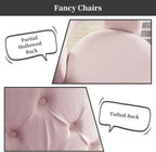 Swivel Chair with Storage for Living Room, Round Velvet Vanity Chair with Tufted Button Back, Pillow Included (Pink)