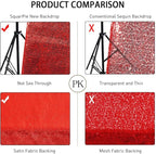 SquarePie Sequin Backdrop Less Transparent Background Sparkly Curtain for Wedding Party 4FT x 7FT Red
