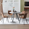 Zerifevni Round Dining Table Set, Mid Century Modern Small Round Dining Table Set, Saving Space (Table + 4 Brown Chairs)