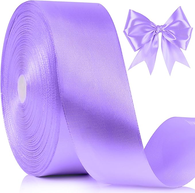 NESCCI 100 Yards Ribbon,1-1/2 Inch Light Purple Satin Ribbon,Single Face Satin Ribbons,Perfect for Gift Wrapping,Wedding Decoration,Handmade Bows,Wrapping Bouquet,Halloween, Christmas
