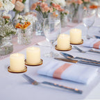 Vixdonos 3.8 Inch Glass Pillar Candle Holder Set Pack 2 Gear Round Plate Serrated Candle Stand for Table Centerpieces,Party, Wedding and Home Decor