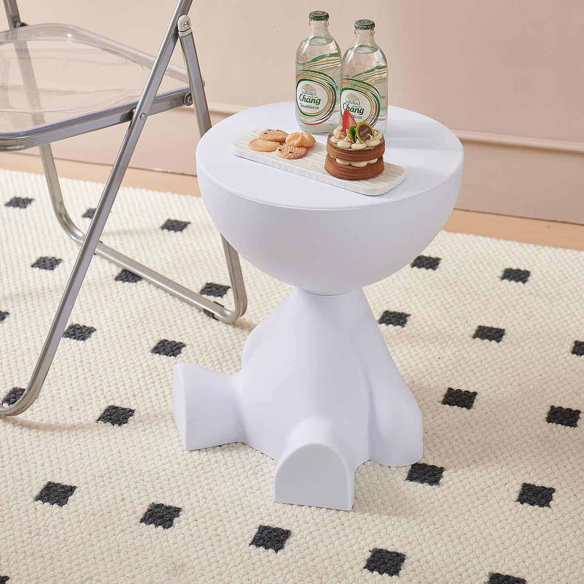 Circle Side Table, Round Modern End Table, Waterproof & Durable, Small Coffee Table for Living Room, Bedroom, Bedside, Versatile Accent Table - White