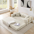 4-in-1 Folding Convertible Sofa Bed, 78 Inch Couch with Fixed-Shape Frame, Corduroy Loveseat Sleeper with Pull Out Bed, Floor Sofa Modular Futon Couch for Living Room Bedroom Lounge (Beige)