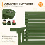 VINGLI Outdoor Glider Wood Patio Chair with Cup Holders, Outdoor Bench Glider Loveseat with Smooth Rocking Mechanism, Heavy Duty 800 LBS, Dark Green