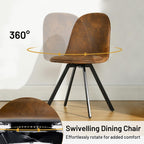 FurnitureR Set of 4 Swivel Suede Dining Chairs, Armless Mid-Back Upholstered Side Chairs with Padded Seat and Metal Legs, Comfortable Fabric Chair for Dining Room, Kitchen, Café, Restaurant – Brown