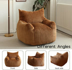 Giant Brown Bean Bag Chairs for Adults & Teens, Soft Corduroy Beanbag | 30 lbs Filler Foam| Armrests & Back Support| Vacuum-Compressed Lounge Chair| For Reading, Gaming, Bedroom, Living Room, Dorm