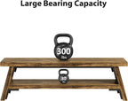 47 inch Entryway Bench, Wood Entry Bench for Shoe Storage, 2-Tier Modern Farmhouse Long Shoe Bench for Hallway, Front Door, Bedroom, Living Room, Closet, Mudroom, Rustic Brown