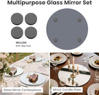 Round Mirror Centerpieces, Set of 12 Pcs 12" Round Glass Mirror Centerpieces for Tables, with Anti Slip Pads, Glass Trays for Wedding Decorations, Parties, Baby Shower Party